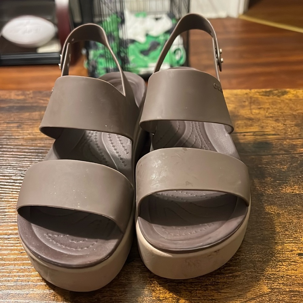 Platform Crocs sandals. Gently worn.